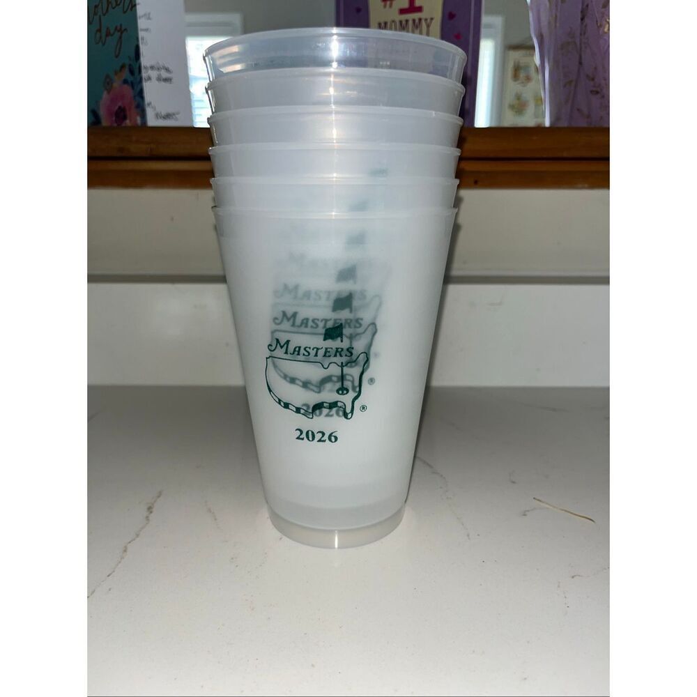 NEW 2026 Masters Tournament 6 pack Clear Cups Augusta National Golf Club